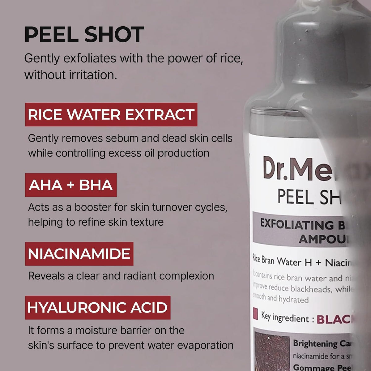 Dr. Melaxin – Peel Shot Exfoliating Black Rice Ampoule (80 ml)